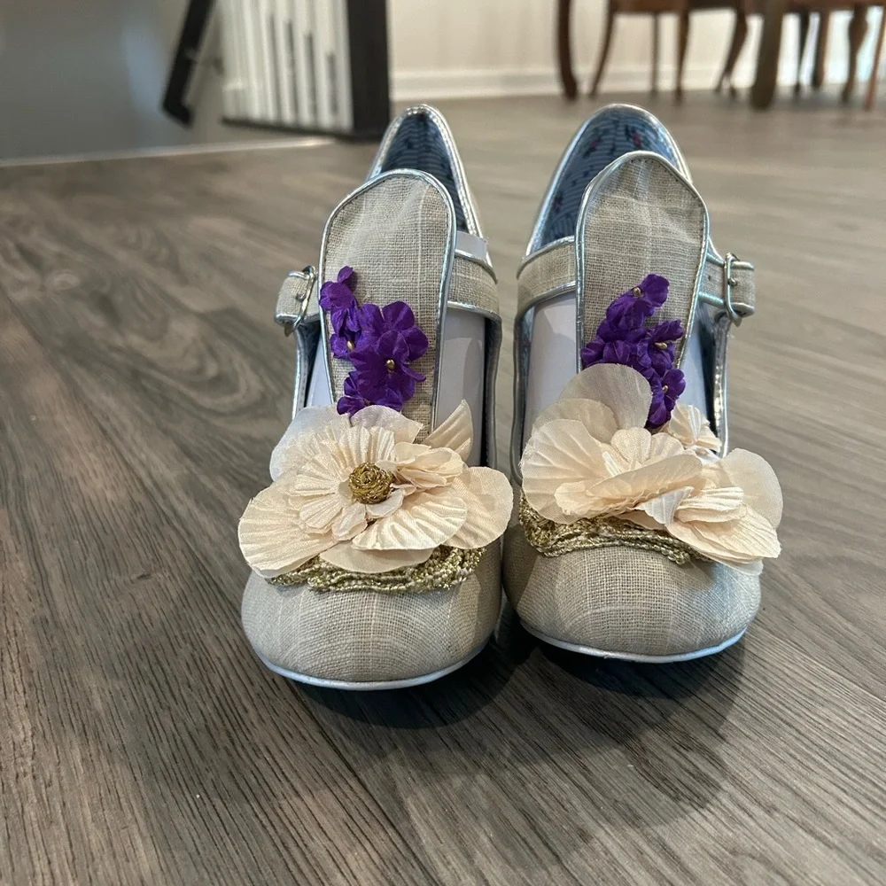 Irregular Choice Floral with clear high heel shoe sz 10 New w/out box - Picture 2 of 13